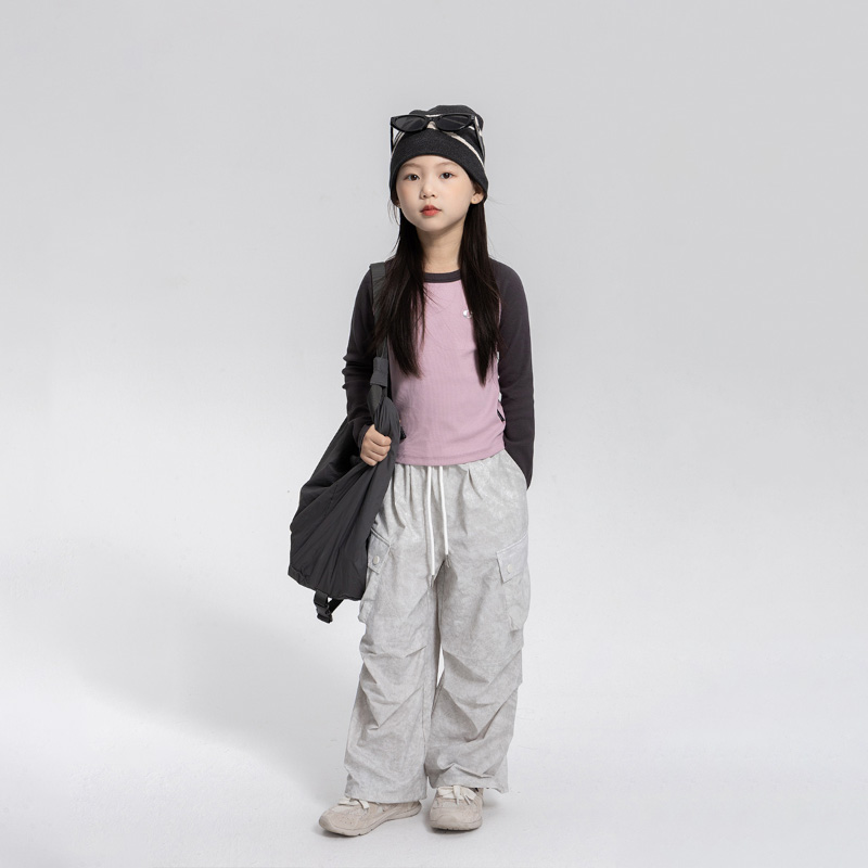 【上新价】女童亲肤抗菌长袖T恤2024秋新款儿童时髦撞色插肩袖圆领打底上衣