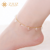 黄金脚链手链送女友 时尚 水晶脚链细款 ZJUZ18K金脚链彩金脚链女款