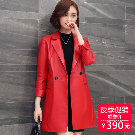 欧洲站海宁真皮皮衣女中长款绵羊皮风衣女装外套修身显瘦2017秋季商品大图