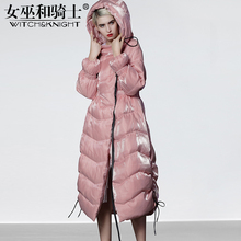 女巫和骑士羽绒外套2018新款女装冬装连帽中长款白鸭绒chic羽绒服图片