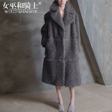 女巫和骑士2018冬季欧美女装双排扣长款大衣女加厚过膝毛呢外套图片