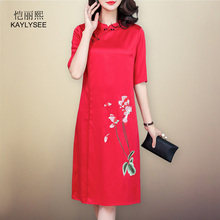 杭州真丝连衣裙2018桑蚕丝高贵婚礼妈妈装喜婆婆婚礼服长款中老年图片