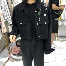 2019秋新品女装摩登mdeng197韩版机车流苏短款夹克牛仔外套女上衣