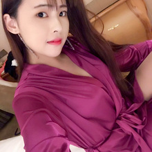 夏季睡袍女冰丝诱惑情趣睡衣浴袍丝绸睡袍纺真丝性感女家居服 薄款