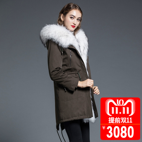 皮草外套派克服2018新款尼克服女獭兔毛内胆短款派克大衣冬女装商品大图