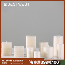 现代简约白色蜡烛手工家用摆件欧式烛光晚餐桌道具家居装 饰品摆设