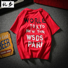ulzzang欧美嘻哈潮牌BF风宽松T恤短袖男INS超火的半袖t-shirt纯棉