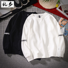 Rampo/乱步早秋新款男士长袖上衣服日系潮牌圆领T恤宽松套头卫衣