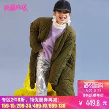 妖精的口袋通勤棉服面包服冬装2018新款军绿色原宿风长款棉衣女图片