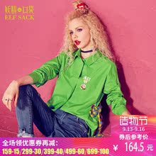 妖精的口袋旗舰店春装宽松刺绣格纹系带衬衫女韩范学院风学生图片