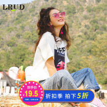 LRUD白色T恤女夏装2018新款女装韩版宽松上衣原宿短袖学生打底衫图片