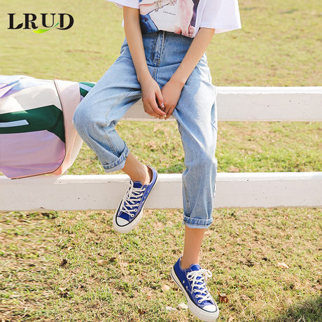 LRUD牛仔裤女2018春季新款女装韩版高腰九分裤宽松原宿哈伦裤商品大图