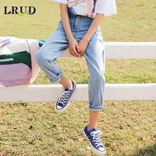 LRUD牛仔裤女2018春季新款女装韩版高腰九分裤宽松原宿哈伦裤图片