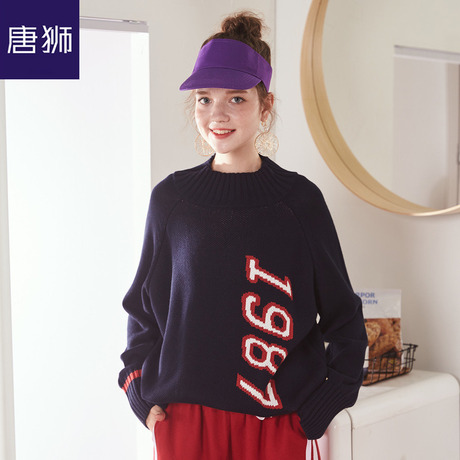 唐狮旗舰店2018秋冬新款毛衣女外套高领粗毛线宽松套头学生潮商品大图