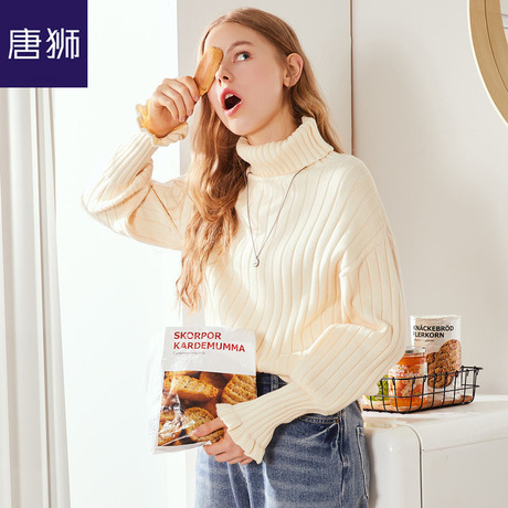 唐狮旗舰店2018新款秋冬季高领套头韩版宽松女毛衣打底慵懒风商品大图