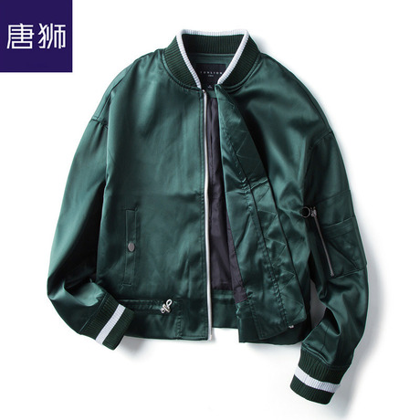 唐狮旗舰店2018秋新款外套女撞色拼接休闲棒球领短外套潮夹克商品大图