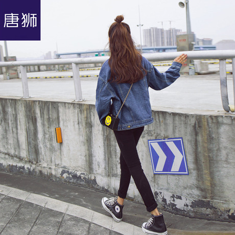 唐狮旗舰店牛仔外套女春秋短外套韩版学生宽松bf风牛仔衣复古商品大图