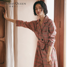 度假女王格纹阔腿裤连体裤女工装裤怪味少女裙裤宽松休闲连衣裤