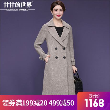 【5%羊驼毛】甘甘的世界秋冬新款显瘦西装领阿尔巴卡双面呢大衣女商品大图