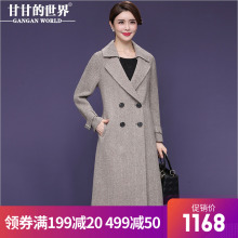 【5%羊驼毛】甘甘的世界秋冬新款显瘦西装领阿尔巴卡双面呢大衣女图片