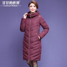 【90%白鸭绒】高领连帽羽绒服中长款女甘甘的世界新款防风保暖瘦图片