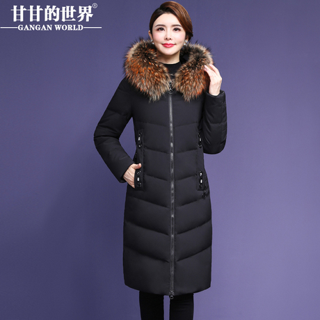【90%白鸭绒】貉子毛领中长款羽绒服甘甘的世界冬季新款保暖防风商品大图