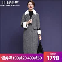 【全羊毛 水貂毛】甘甘的世界2018秋冬新款宽松中长款双面呢大衣图片