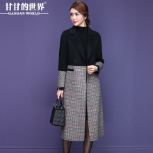 【羊毛格子】甘甘的世界2018秋冬新款修身阿尔巴卡双面呢大衣女图片