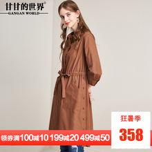 甘甘的世界2018秋季新款暗扣系带风衣女中长款休闲外套女显瘦图片