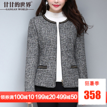 外套女长袖圆领2018秋装新款甘甘的世界时尚简约短款西装外套女图片