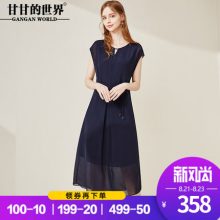 纯色雪纺连衣裙女甘甘的世界2018夏装新款短袖宽松妈妈装连衣裙女图片
