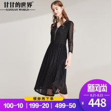 甘甘的世界2018秋装新款连衣裙女七彩亮色高弹舒适中年大码连衣裙图片