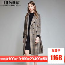 甘甘的世界2018秋冬新款毛呢外套女纯色长袖宽松中长款双面呢大衣图片