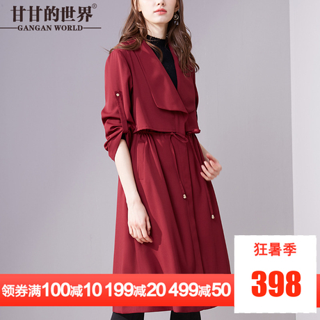 甘甘的世界夏季新款中长款风衣外套女薄款长袖大码宽松显瘦女商品大图