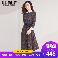 甘甘的世界复古碎花翻领连衣裙2018秋装新款中年大码女士裙子长袖图片