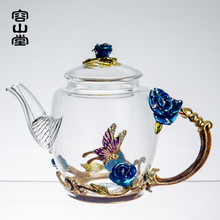 容山堂梦璃 珐琅彩玻璃茶壶家用耐高温过滤加厚泡茶壶花草茶具