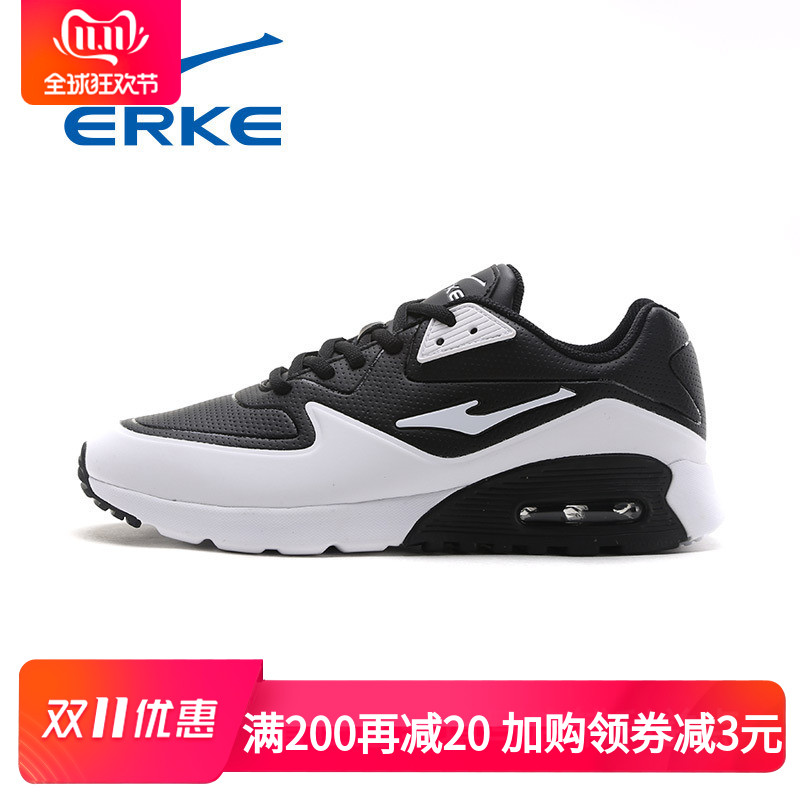 ERKE Men's Shoes Brand Running Shoes Winter Women's Shoes Air Cushion Running Shoes Men's Sports Shoes Leisure Travel Shoes Leather Upper