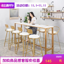 吧台桌北欧大理石高脚桌实木长条桌网红店靠墙桌咖啡厅奶茶店窄桌