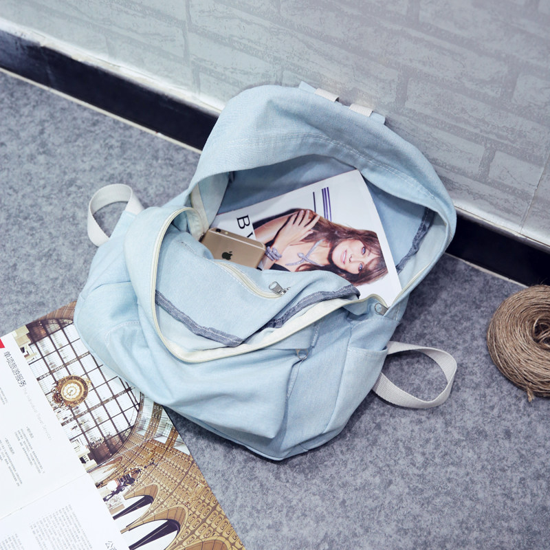 小清新森系帆布双肩包 大学高中女生书包 韩版