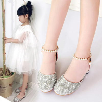 儿童灰姑娘水晶鞋公主小高跟鞋冰雪奇缘女童秋