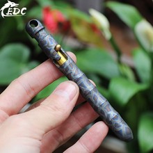 EDC战术笔火焰纹金环蛇全钛合金TC4枪栓式竹节笔防卫自卫破窗签字