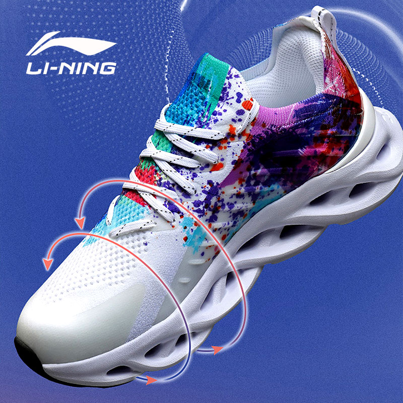 Li Ning Running Shoes Women's Shoes 2019 New Li Ning Arc Shock Absorbing and Breathable Running Shoes Women's Low Top Integrated Weaving Sports Shoes