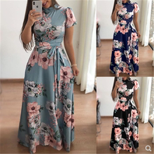 dress long ladies 女裙 Women clothing printed lace summer