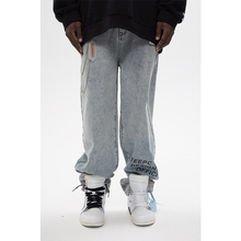 STEEPC 18F/W 直筒宽松拼接复古水洗老爹裤牛仔裤