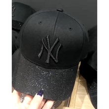 MLB18新款 棒球帽ny帽子嘻哈亮片闪男女夏季遮阳防晒帽黑色鸭舌帽