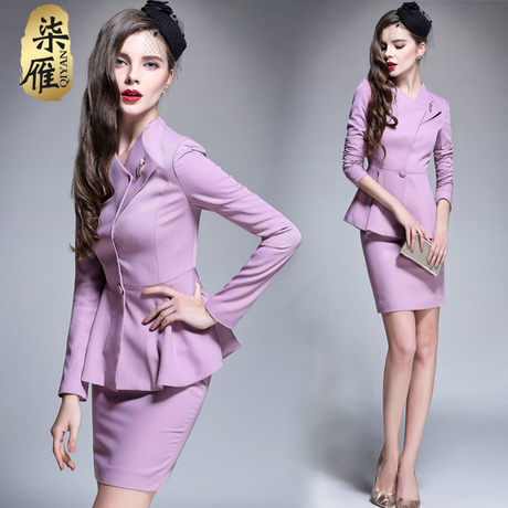 职业装女装套装秋冬套裙气质修身西装套装面试装正装OL美容工作服商品大图