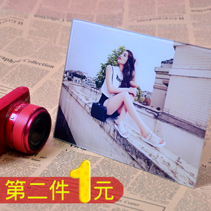 创意相框摆台冲印洗照片加相框水晶摆台照片定制玻璃冰雕摆台制作