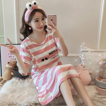短袖 喂奶月子服纯棉哺乳睡裙外出女孕妇睡衣连衣裙夏 产后夏季薄款