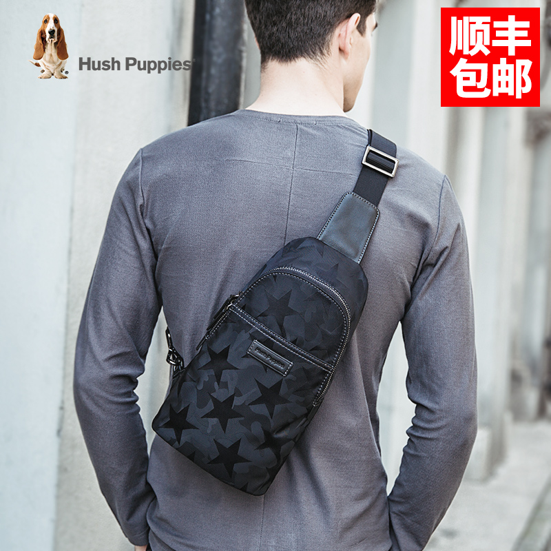 Hush Puppy Men's Chest Bag Men's Korean Edition Trendy Canvas Shoulder Bag Outdoor Sports Leisure Bag Men's Bag Crossbody Backpack
