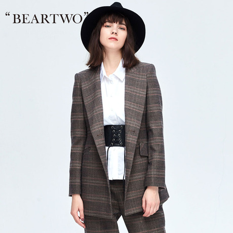 【商场同款】BEARTWO冬款职场英伦风女西装外套 BC7W822200商品大图